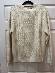 Vintage Gimbels Store For Men Mens Ivory Cable Knit Sweater Size XL