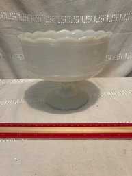 Vintage EO Brody Co Milk Glass Footed Scalloped Bowl