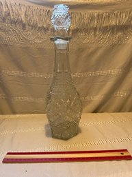 Vintage Anchor Hocking Wexford Clear Glass Diamond Cut Wine Whiskey Decanter