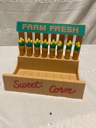 Vintage Farmers Market Corn Cob Holders Display And Butter Dish Country Kitchen