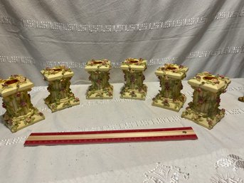Set Of 6 Floral 3.5 Inch Taper Candle Holders