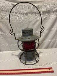 Vintage 9 Inch Dressel Railroad Lantern Red Globe