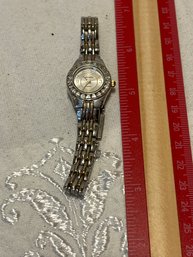 ELGIN Ladies Quartz Wrist Watch With Rhinestone Bezel