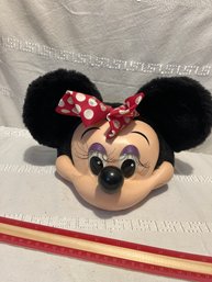 Disney Minnie Mouse Mesh Snapback Hat VTG Molded Face Eyelashes & Bow Fuzzy Ears
