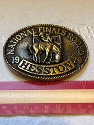 1979 Fifth Edition Hesston Rodeo Vintage Belt Buckle Heavy Metal Western Collector