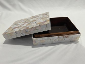 Mother Of Pearl Inlay Jewelry Trinket Box 8x6x3 In