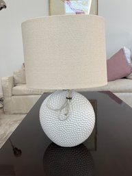 White Ceramic Dimple 15 In Table Lamp With Shade Like New