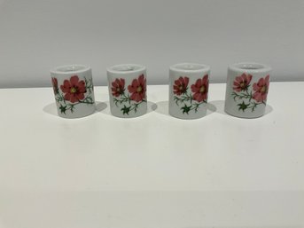 4 WEST GERMANY FUNNY DESIGN CERAMIC TAPER CANDLE HOLDERS