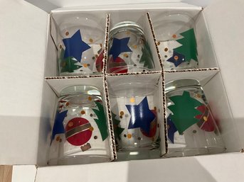Set Of 6 Crate And Barrel Highball Glasses Holiday