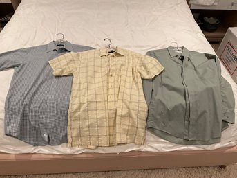 3 Mens Button Down Shirts Size 15 And 16 Medium Carl Michaels Van Heusen Pierre Cardin
