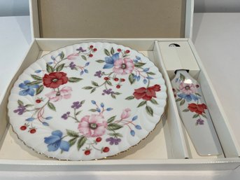 Floral Cake Dessert Plate With Server By Andrea By Sadek Japan