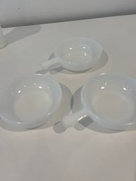 Vintage Lot Of 3 White Milk Glass Glasbake 6.5 Inch Ramekins Bowls