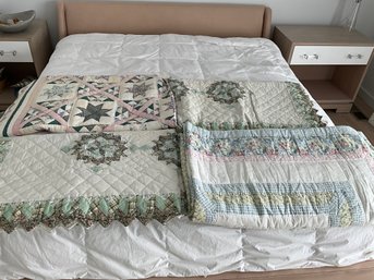 Lot Of 4 Twin Size Quilts Bedding 2 ( Green) Are The Same