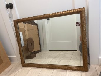 33x25 Inch Vintage Gilded Gold Painted Wood Mirror With Leaf Detail