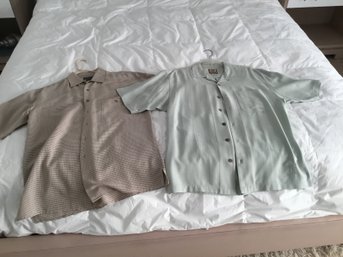 2 Mens Button Down Short Sleeve Summer Shirts Size Medium Tommy Bahama Bruno