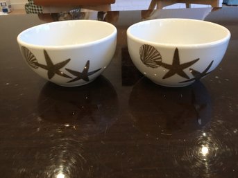 2 X 222 Fifth Coastal Life Bowls Pretty White And Gold