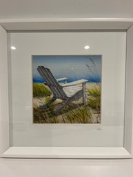 Shoreline Chair By Arnie Fisk 16.5x16.5 Inch White Frame And Matting