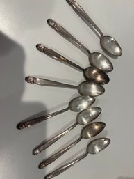 Set Of 8 Danish Princess Teaspoons Holmes Edwards IS Inlaid Sterling Silver As Pictured