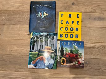 Lot Of 4 Cook Books  Charlie Trotters Seafood The Cafe Cook Book Fresco Southern Food