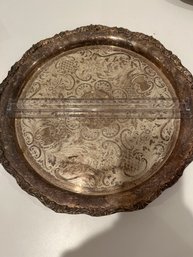 Vintage Crescent 4898R Silver Plated Tray With Seashell Edge 13 Inch