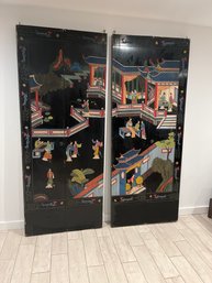 Asian Bi Fold Doors Antique Japanese Carved Hand Painted Screens Turned Into Bifold Doors See Photos