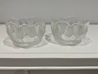2 X Vintage Mikasa Clear Glass Bowl With Frosted Tulip Design