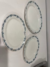 SET OF 3 ANTIQUE J R GIBNEY HOTEL WARE SERVING PLATTERS FELTMANS 12 13 And 14 Inches
