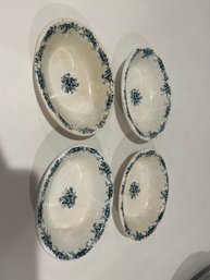Set 4 Antique Oval 6.5 In Bowls John Maddock & Sons England Made For J.R. Gibney New York Priscilla Ironstone