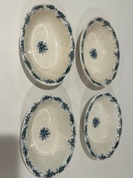 Set 4 Antique Oval 8 In Bowls John Maddock & Sons England Made For J.R. Gibney New York Priscilla Ironstone