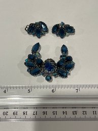Unique 1950s Vintage Jewelry Mid-Century Rhinestone Pin And Earrings Set
