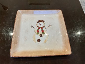 Tabletops Unlimited Hand Painted Winter Wonderland 14 Inch Square Serving Tray New