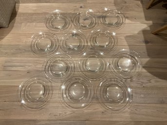 12 Clear Glass Large Rim 11 Inch Pasta Bowls Serving Bowls