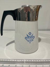 Vintage Corning Ware 6 Cup Stove Top Coffee Percolator Cornflower Pattern