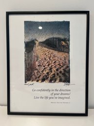 Framed Signed 11x14 Inch Beach Path Photograph With Thoreau Quoted