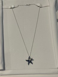 Effy Seaside Collection Starfish Pendant 14k White Gold Sapphire And Diamond Starfish