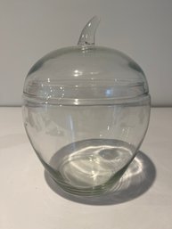 Vintage 7x9 In Clear Glass Apple Lidded Container Cookie Jar Candy Jar