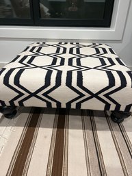 Large Black And White Woven Geometric Pattern 36x36x14 In Accent Ottoman Made In USA