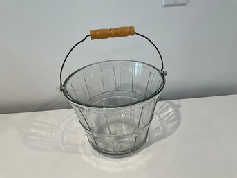 Anchor Hocking Clear Glass Ice Bucket With Wood Handle
