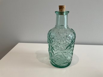 Green Glass Embossed  Bottle Cork Stopper Maple Leaf