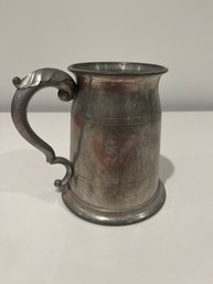 Pewter 5 Inch Tankard Made By Craftsmen In Sheffield England Glass Bottom - Engraved Steve