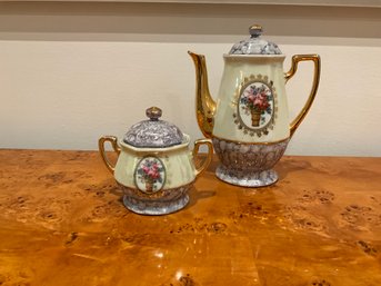 Pretty Vintage Tea Set Made In Germany Teapot And Sugar Bowl