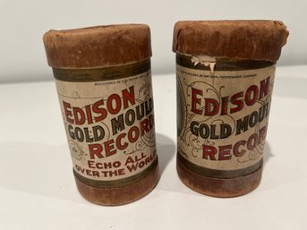 ANTIQUE LOT OF 2 EDISON GOLD MOULDED CYLINDER RECORD  15539 And 15391