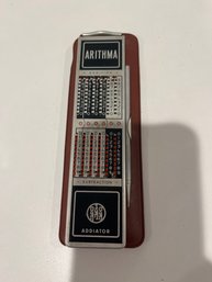 Vintage ARITHMA ADDIATOR Calculator With Pen Instructions And Original Case