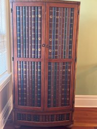 Faux Books Vegan Leather Wrapped Computer Cabinet Armoire With Draw