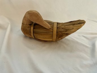 Vintage TMP Reed And Straw Hand Made Sculpture Display Duck Figure