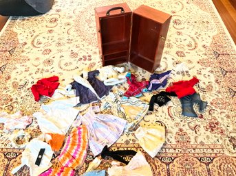 American Girl Queens Treasure Wood Wardrobe Trunk Doll Carry Case And Huge Lot Of American Girl Doll Clothes