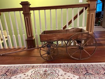 Antique Wooden Childs Pull Wagon Great Home Yard Decor