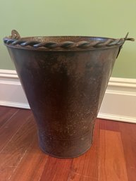 Vintage 18 Inch Metal Ash Bucket With Twisted Handle