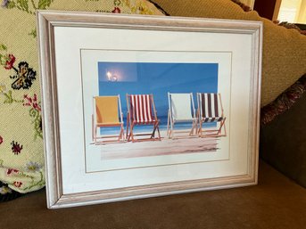 Custom Framed Beach Chair - Ready For Summer Nautical Beach House  Wall Art