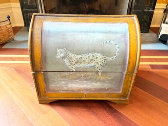 Vintage Hand Painted Velvet Lined Domed Chest Treasure Box